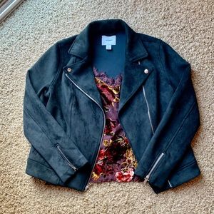 Faux Suede Moto Jacket